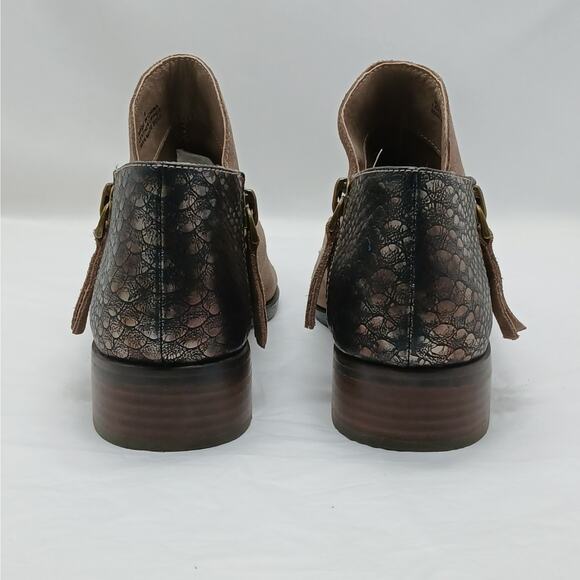 Volatile Womens Ankle Boots Size 9 Taupe Suede Snakeskin Western Low Heel Shoes - Picture 5 of 8